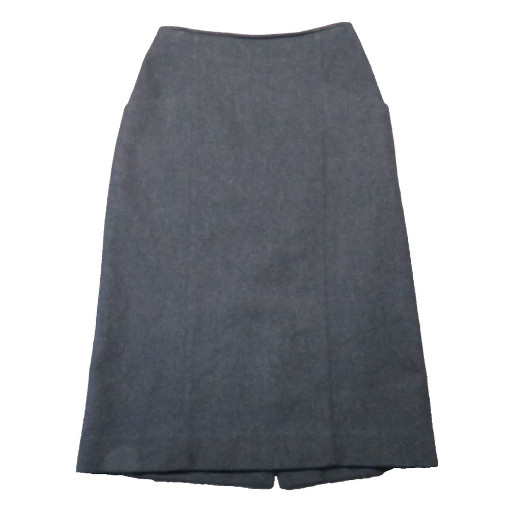 Michele Wool Pencil Skirt 9-10 Gray Back Slit Vintage Career Minimalist Academia